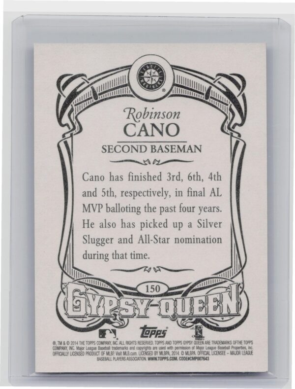 2014 Topps Gypsy Queen Robinson Cano Framed Blue SN499 #150 Mariners - Image 3