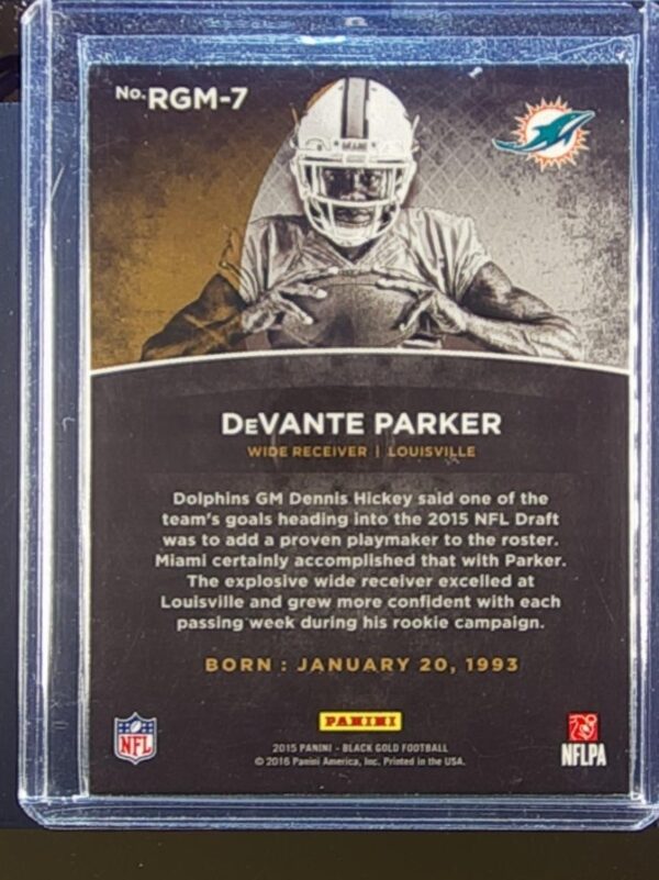 2015 Black Gold DeVante Parker /199 #RGM-7 Dolphins Rookie Goldmine - Image 3