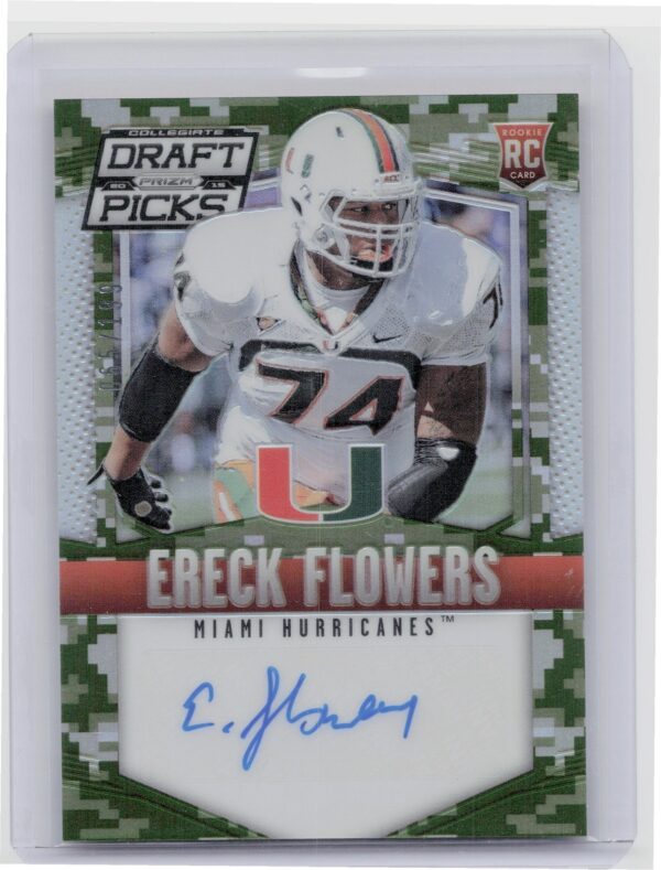 2015 Panini Prizm Collegiate Draft Picks Ereck Flowers AU SN199 #174 Hurricanes