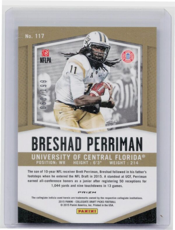 2015 Prizm Collegiate Draft Picks Breshad Perriman Prizms Camo /199 #117 Knight - Image 3
