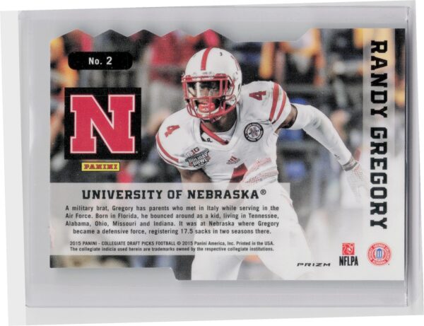 2015 Prizm Collegiate Draft Picks Randy Gregory #2 Cornhuskers D Fence Die Cuts - Image 3