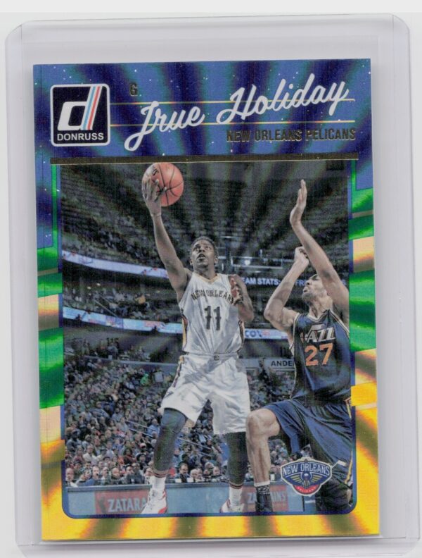 2016-17 Donruss Jrue Holiday Green and Yellow Holo Laser #99 Pelicans
