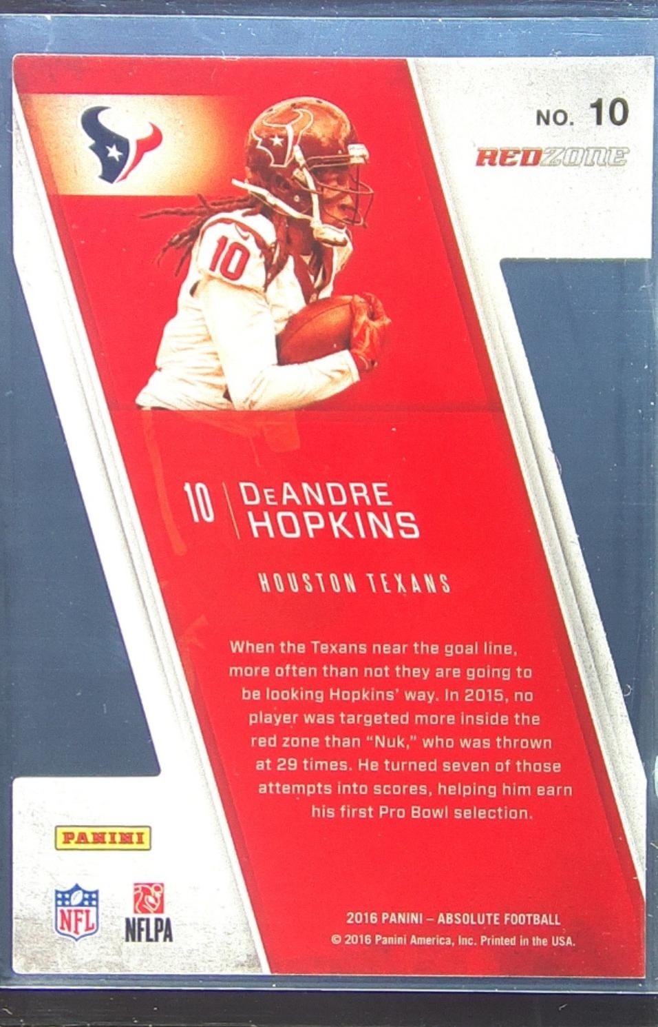 2016 Absolute DeAndre Hopkins #10 Texans Red Zone Die Cut - Image 3