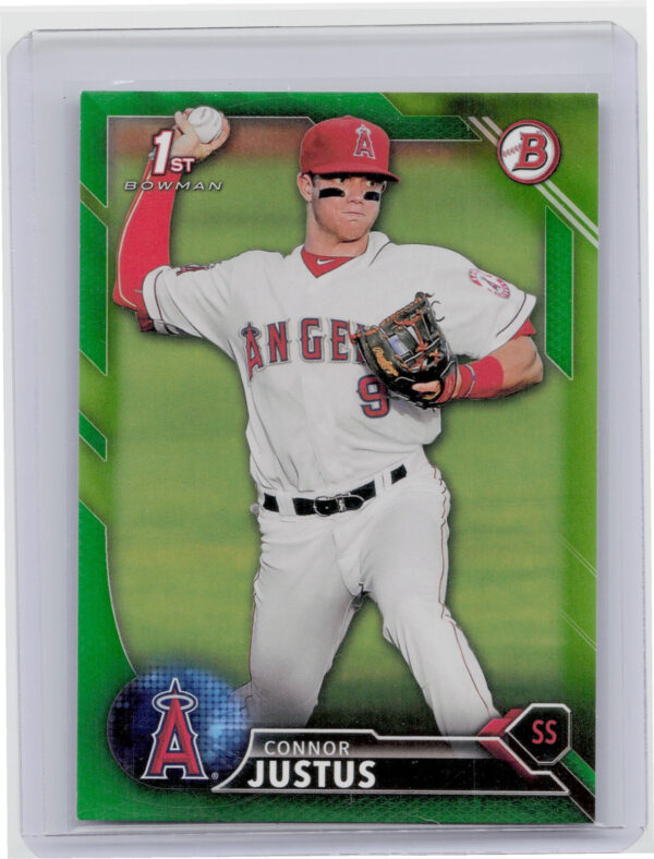 2016 Bowman Draft Connor Justus Green Border SN99 #BD-61 Angels