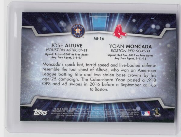 2016 Bowman's Best Jose Altuve  / Yoan Moncada #MI-16 Sox Mirror Image - Image 3