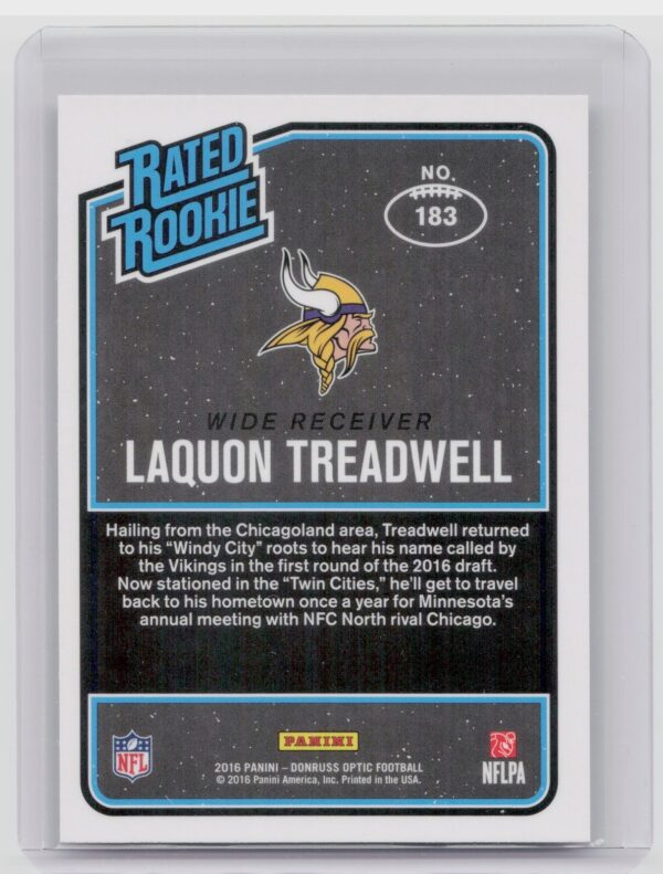 2016 Donruss Optic Laquon Treadwell Holo #183 Vikings - Image 3