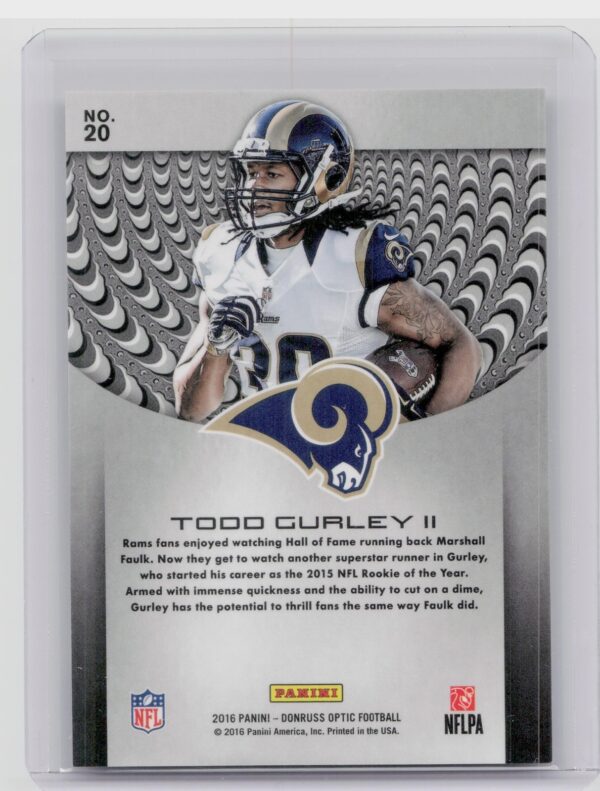 2016 Donruss Optic Todd Gurley II #20 Rams Prototypes - Image 3