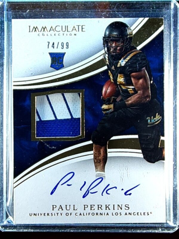 2016 Immaculate Collegiate Paul Perkins AUTO /99 JSY #129 Bruins Patch