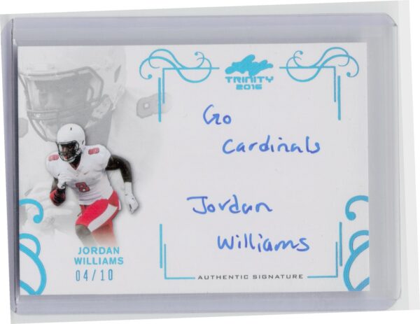 2016 Leaf Trinity Jordan Williams AU SN10 #A-JW2 Cardinals Signatures Blue Spect