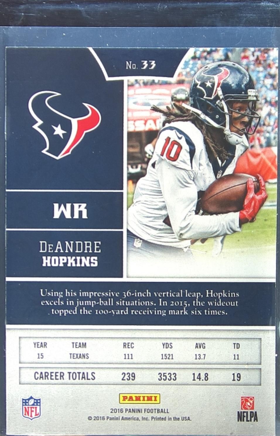 2016 Panini DeAndre Hopkins Chainmail Armor #33 Texans - Image 3