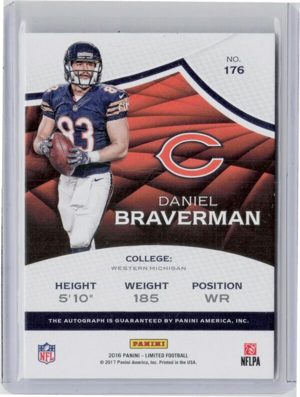 2016 Panini Limited Daniel Braverman Ruby Spotlight AU SN10 #176 Bears - Image 3