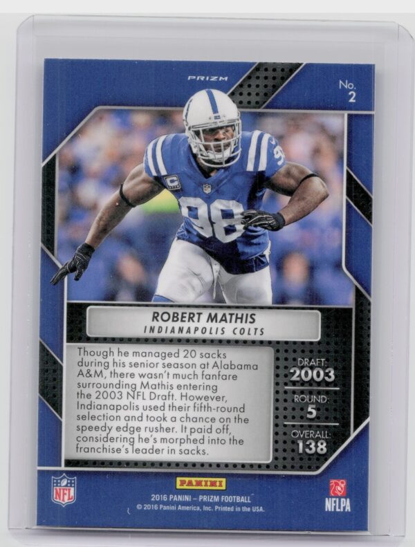 2016 Panini Prizm Robert Mathis #2 Colts Draft Gems - Image 3
