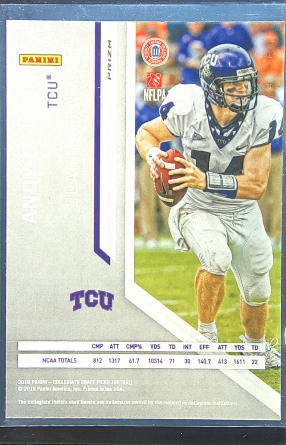 2016 Prizm Collegiate Draft Picks Andy Dalton Prizms Blue #9 Frogs - Image 3