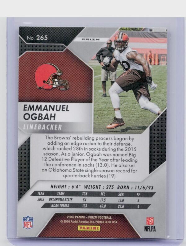 2016 Prizm Emmanuel Ogbah Prizm #265 Browns - Image 3