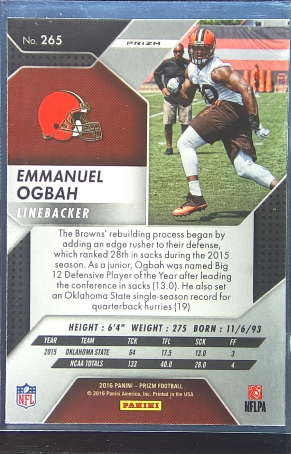 2016 Prizm Emmanuel Ogbah Prizm RC #265 Browns - Image 3