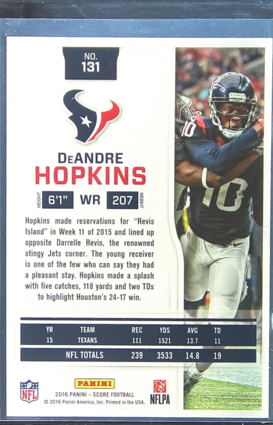 2016 Score DeAndre Hopkins Artist's Proof /50 #131 Texans - Image 3