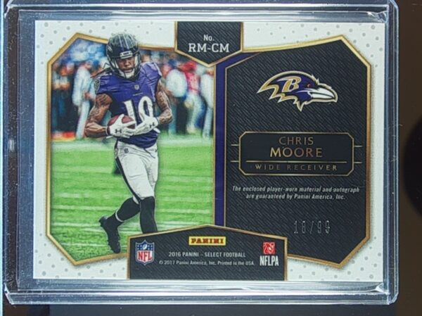 2016 Select Chris Moore AUTO /99 JSY #RM-CM Ravens Rookie Autographed - Image 3