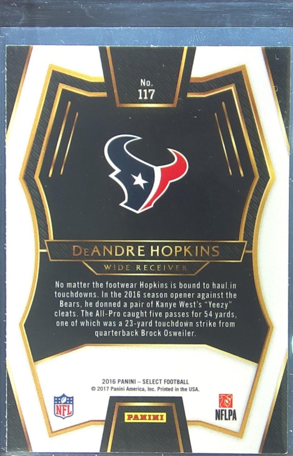 2016 Select DeAndre Hopkins Prizm #117 Texans - Image 3