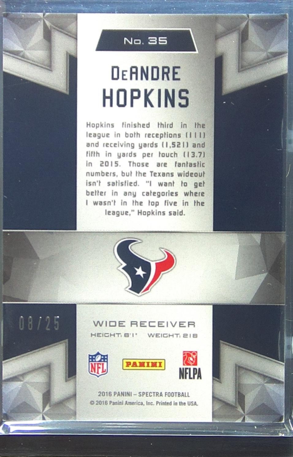 2016 Spectra DeAndre Hopkins Neon Green /25 #35 Texans - Image 3