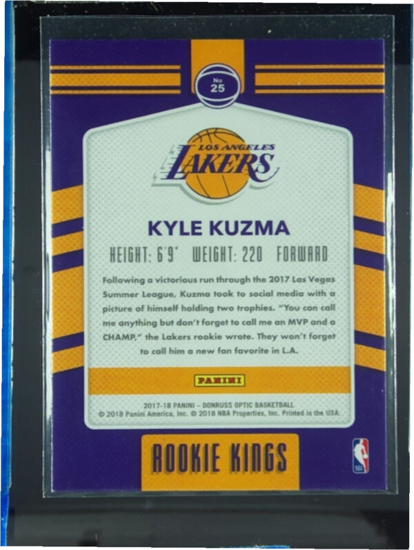 2017-18 Donruss Optic Kyle Kuzma #25 Lakers Rookie Kings - Image 3