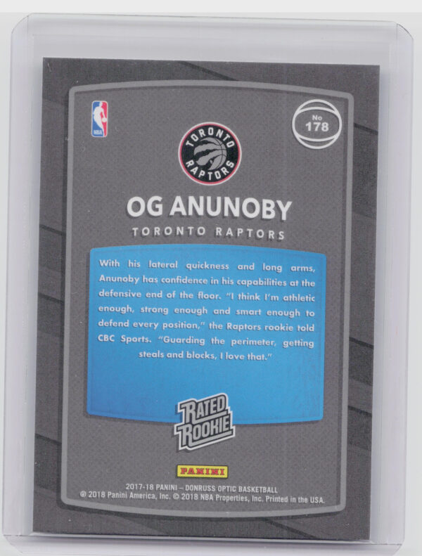 2017-18 Donruss Optic OG Anunoby RC #178 Raptors - Image 3