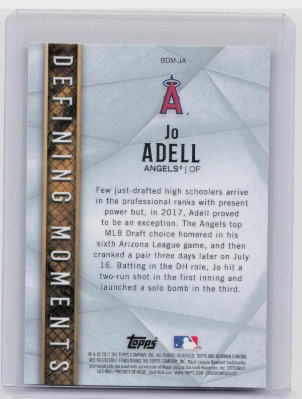 2017 Bowman Draft Jo Adell #BDM-JA Angels Bowman Defining Moments - Image 3