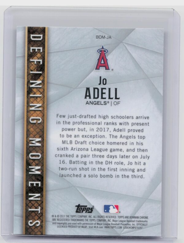 2017 Bowman Draft Jo Adell #BDM-JA Angels Bowman Defining Moments - Image 3
