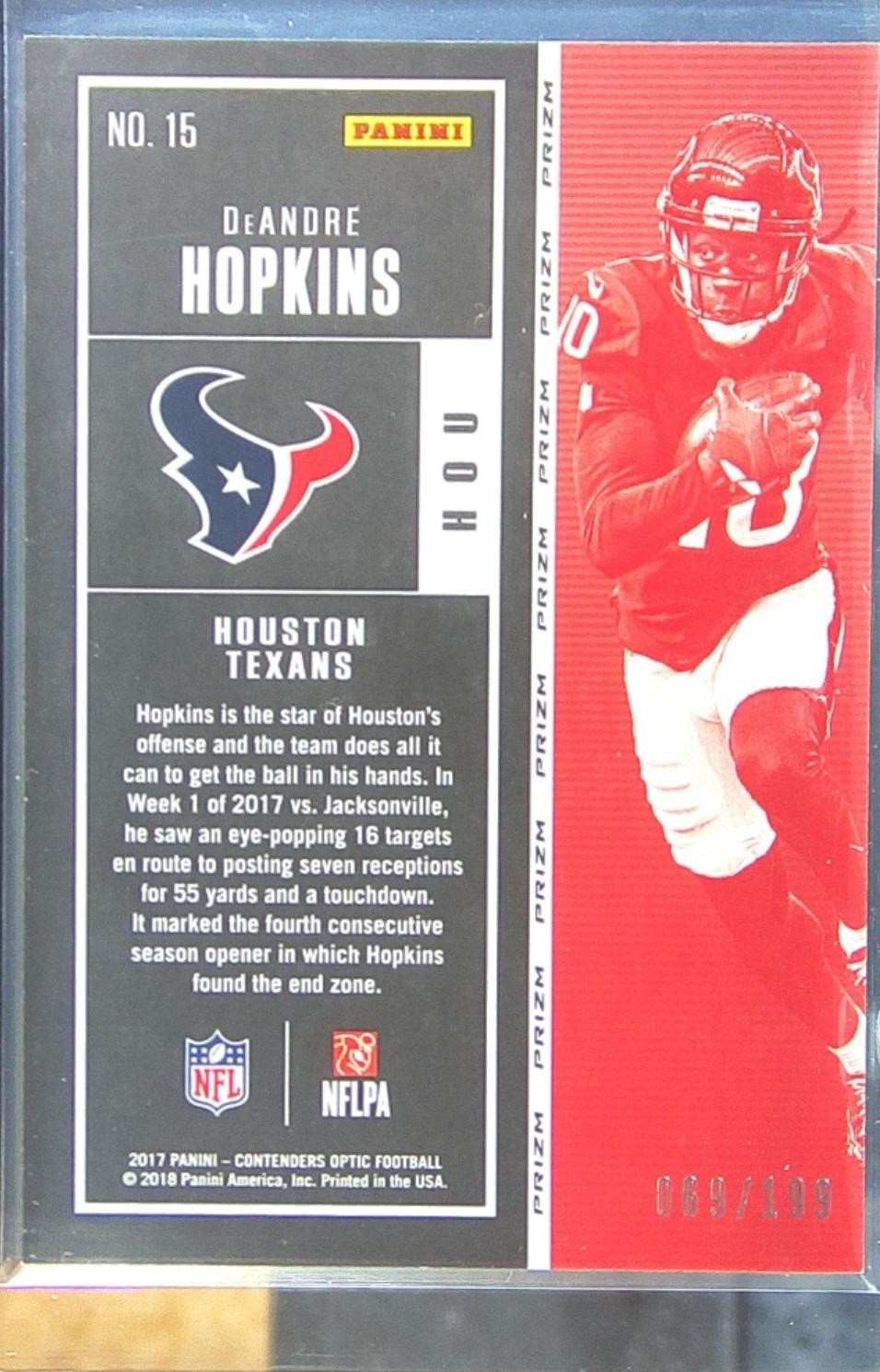 2017 Contenders Optic DeAndre Hopkins Red /199 #15 Texans - Image 3