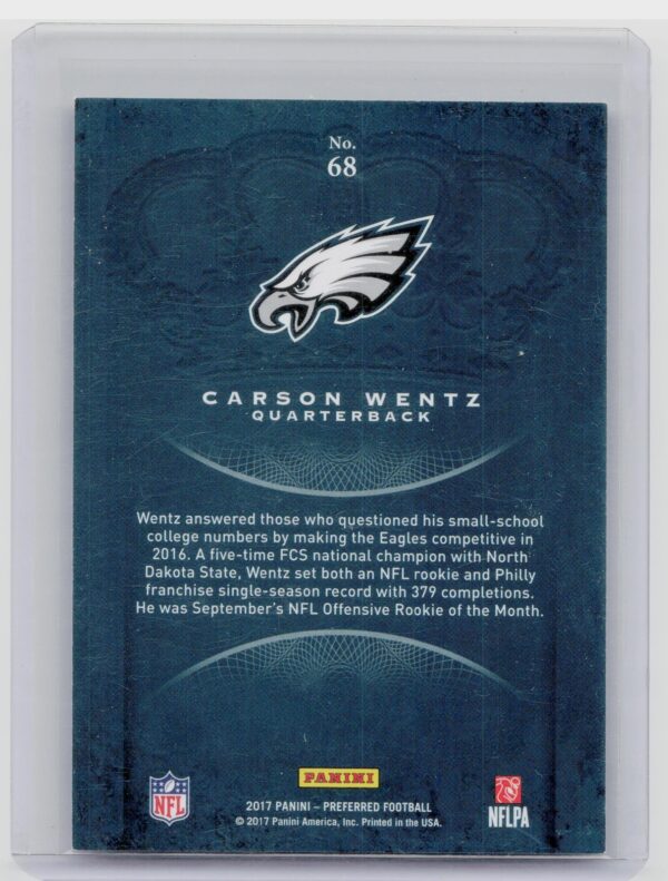 2017 Crown Royale Carson Wentz Holo Gold /175 #68 Eagles - Image 3