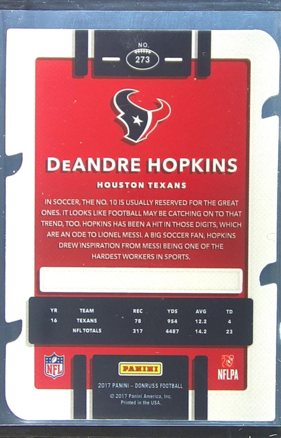 2017 Donruss DeAndre Hopkins Press Proof Silver Die Cut /75 #273 Texans - Image 3