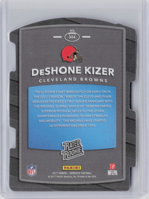 2017 Donruss DeShone Kizer Press Proof Silver Die Cut SN75 #304 Browns - Image 3