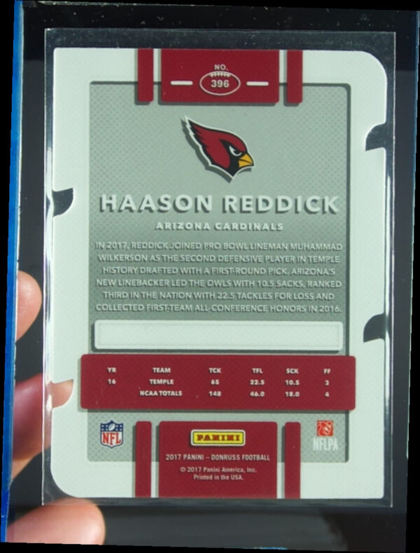 2017 Donruss Haason Reddick Press Proof Silver Die Cut SN75 #396 Cardinals - Image 3