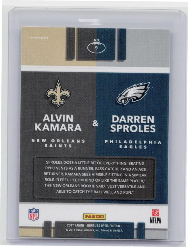 2017 Donruss Optic Alvin Kamara / Darren Sproles #9 Eagles Illusions - Image 3