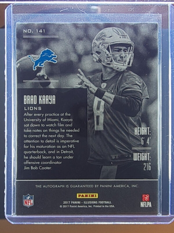 2017 Panini Illusions Brad Kaaya AU SN150 RC #141 Lions - Image 3