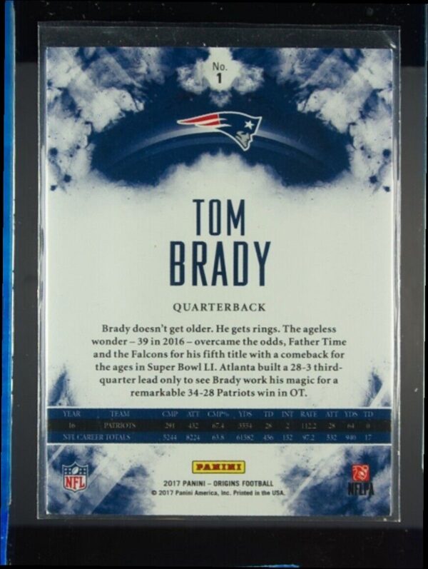 2017 Panini Origins Tom Brady #1 Patriots - Image 3