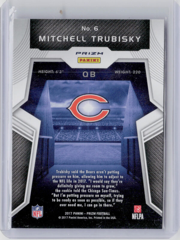 2017 Panini Prizm Mitchell Trubisky #6 Bears Rookie Introductions Prizm - Image 3