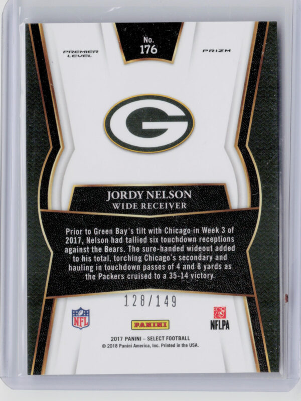 2017 Panini Select Jordy Nelson Tri Color SN149 #176 Packers - Image 3
