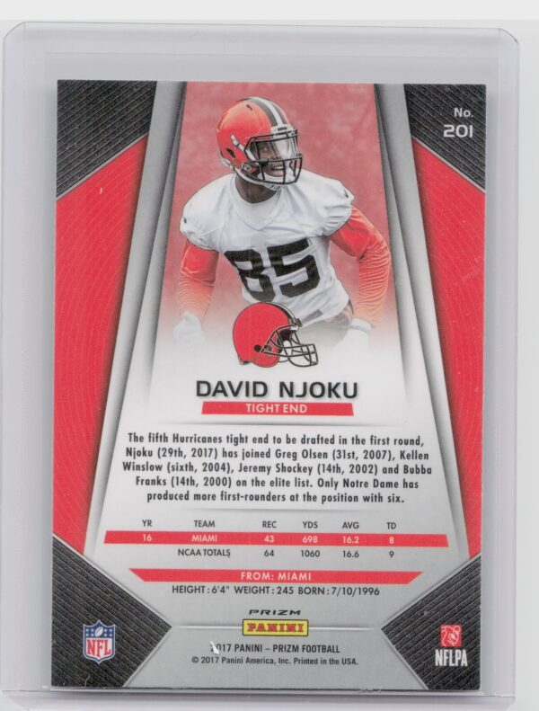 2017 Prizm David Njoku Prizm #201 Browns - Image 3