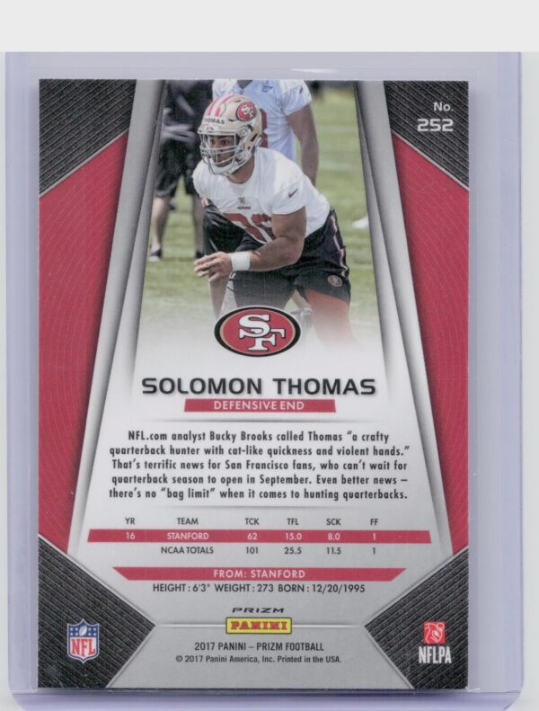 2017 Prizm Solomon Thomas Prizm #252 49ers - Image 3