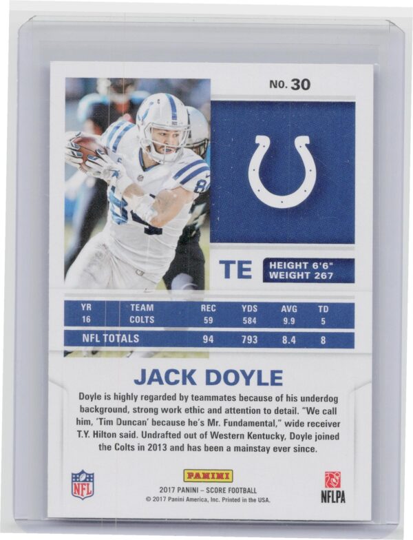 2017 Score Jack Doyle Artist's Proof /35 #30 Colts - Image 3