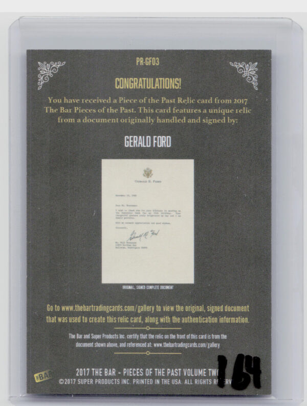 2017 The Bar Pieces of the Past  Volume Two:  Gerald Ford PR-GF03 - Image 3