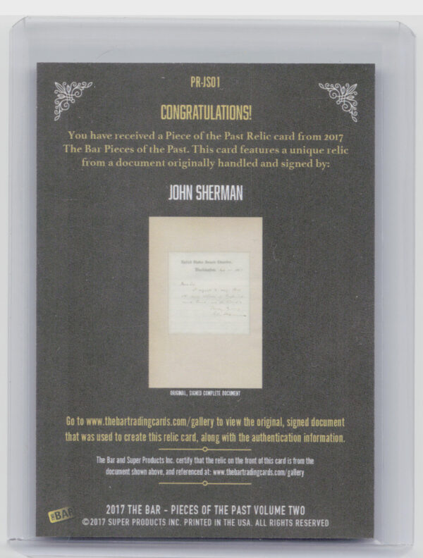 2017 The Bar Pieces of the Past Volume Two:  John Sherman - Image 3