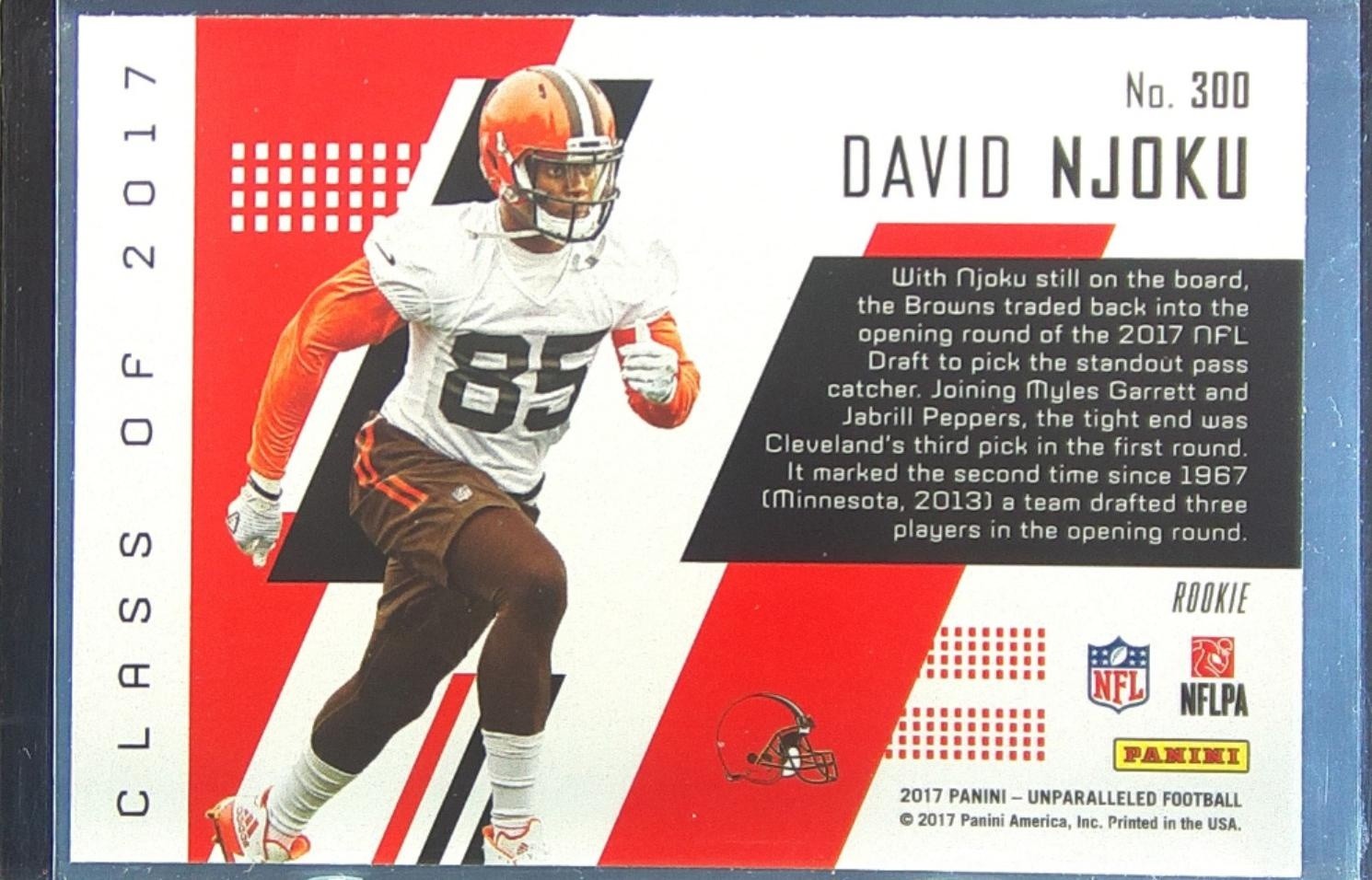 2017 Unparalleled David Njoku RC #300 Browns - Image 3