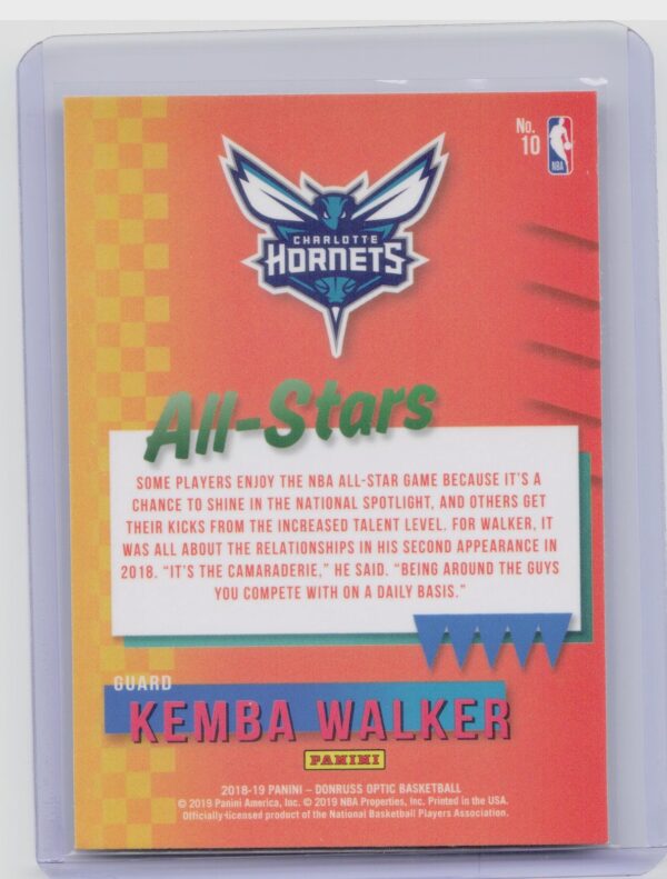 2018-19 Donruss Optic Kemba Walker #10 Hornets All Stars Holo - Image 3