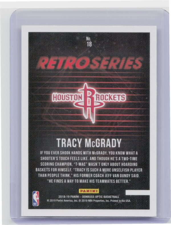 2018-19 Donruss Optic Tracy McGrady #18 Rockets Retro Series - Image 3