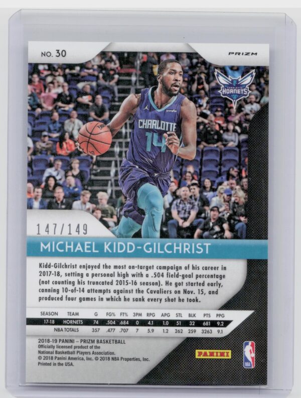 2018-19 Prizm Michael Kidd-Gilchrist Prizms Purple Ice /149 #30 Hornets - Image 3