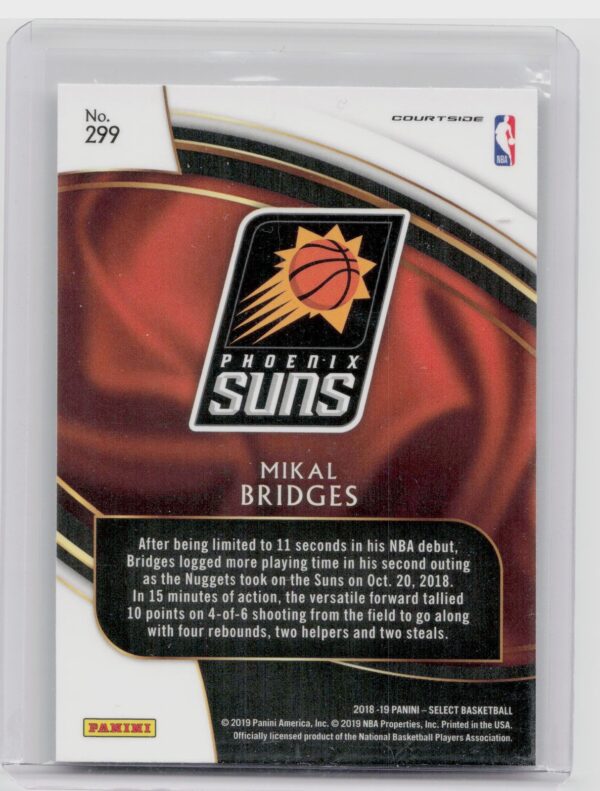 2018-19 Select Mikal Bridges RC #299 Suns - Image 3