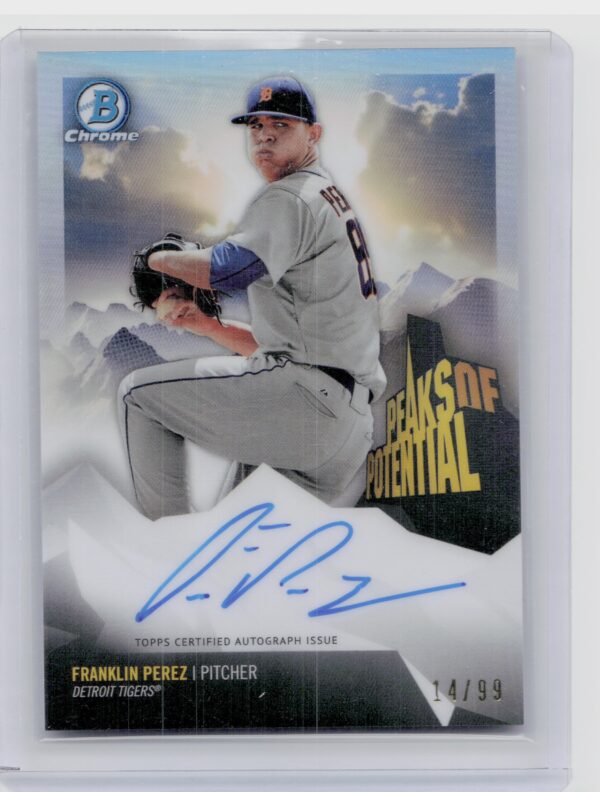 2018 Bowman Chrome Franklin Perez AU SN99 #PPA-FP Tigers Peaks of Potential Auto