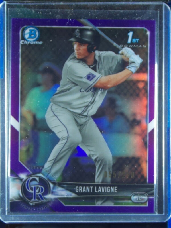2018 Bowman Draft Grant Lavigne Chrome Purple Refractor SN250 #BDC-186 Rockies