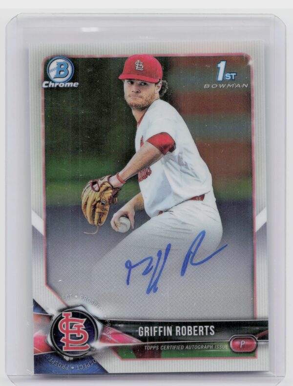 2018 Bowman Draft Griffin Roberts AU #CDA-GRO Cardinals Chrome Draft Pick Autogr